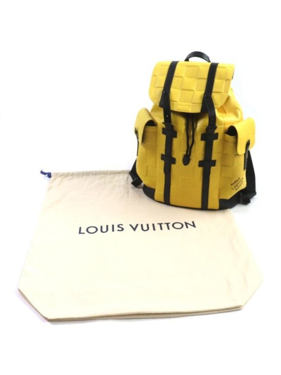 Louis Vuitton Damier Scuba Christopher MM Leather Backpack Yellow Black